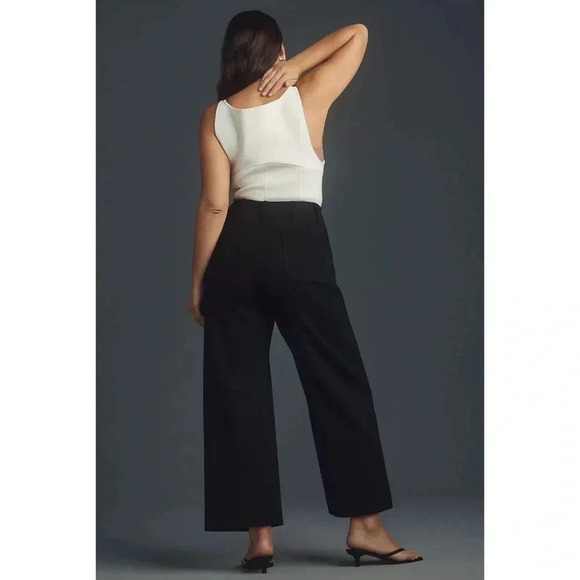 New Anthropologie Colette Ponte Cropped Wide Leg Pants in Black 32 - Picture 5 of 12